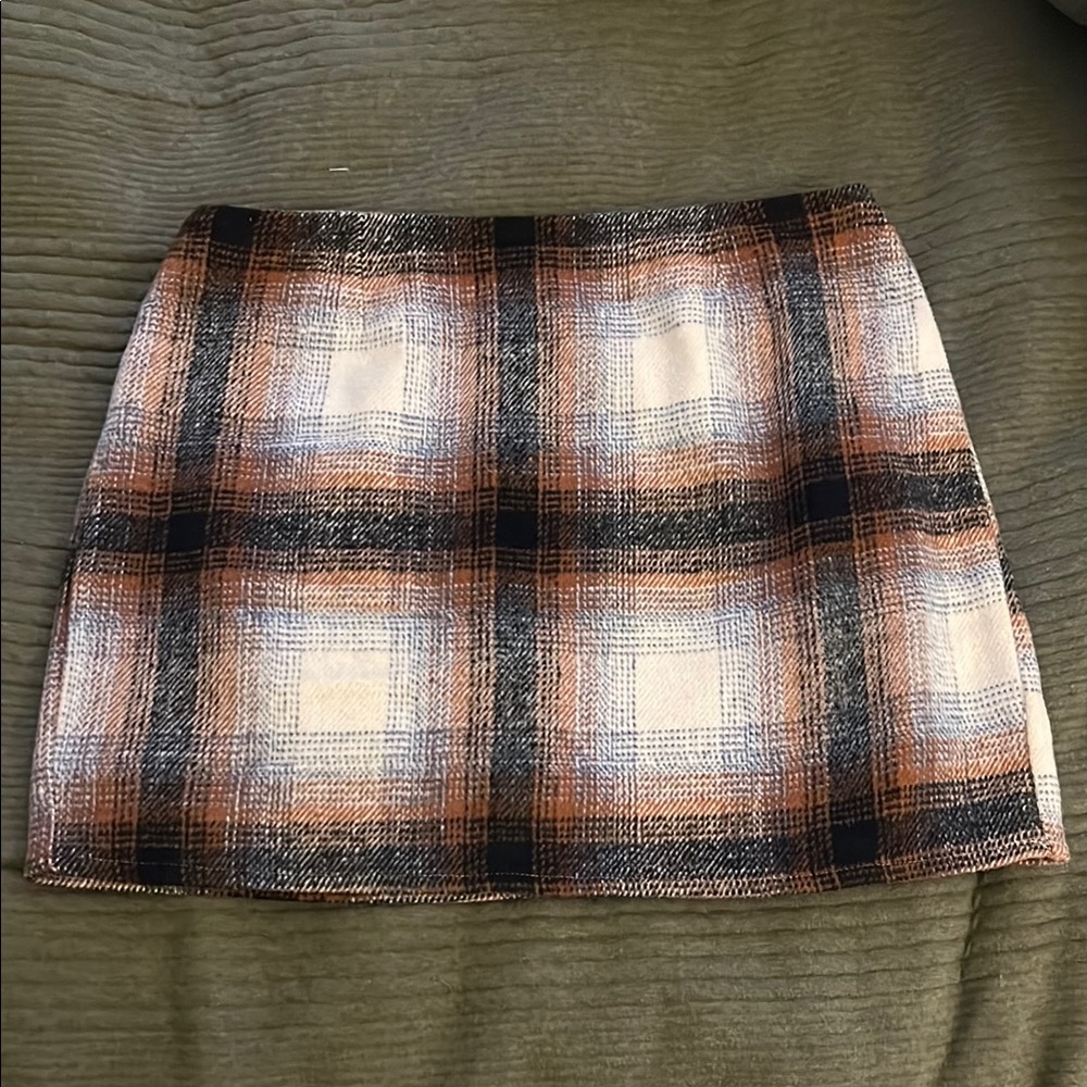 Plaid Mini Skirt - Black, Brown, Cream